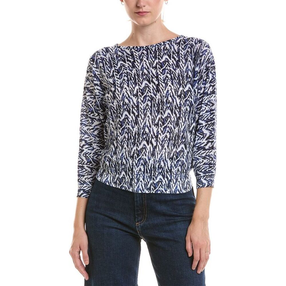 Nic & Zoe Womens Indigo Crosshatch Sweater